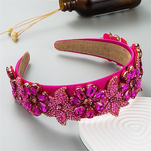 Barock Glänzend EN8 Kristall Blume Schmuck Stirnband Haarschmuck Für Frauen Hochzeit Party Rose Rot von Wjnvfioo