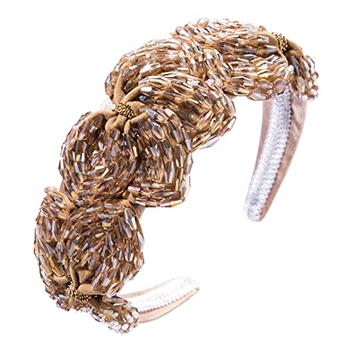 Barock Sparkly Gepolsterte Strass Stirnbänder Voller Kristall Haarbänder Breite Kopfbedeckung Weiß Haarschmuck Für Mädchen Khaki von Wjnvfioo