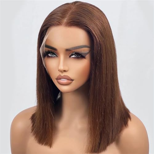 Bob-Perücken, Echthaar, Lace-Front-Echthaar-Perücken Für Frauen, Gerade, Leimlose, Synthetische, Lange, Natürliche Perücke 13X4 Frontal 10inches von Wjnvfioo