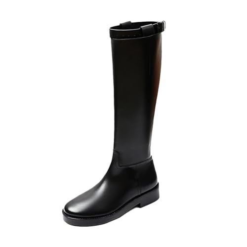 Damen Mode Kleid Ritter Stiefel Schwarz Leder Schuhe Damen Hohe Herbst Winter Lange Botas von Wjnvfioo