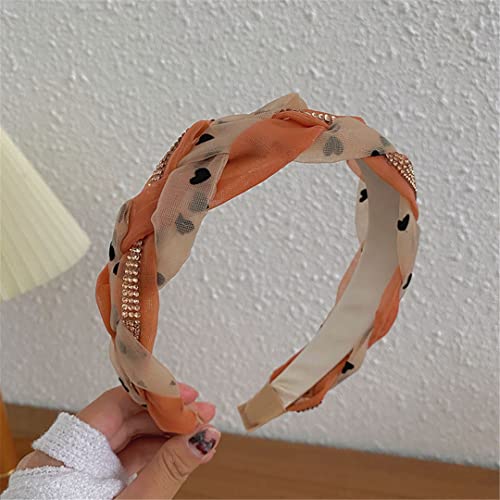 Farbpassende geflochtene Diamant-Stirnband Mode Haarschmuck Frauen Plaid Haarband Haarband Mädchen Kopfbedeckung Orange von Wjnvfioo