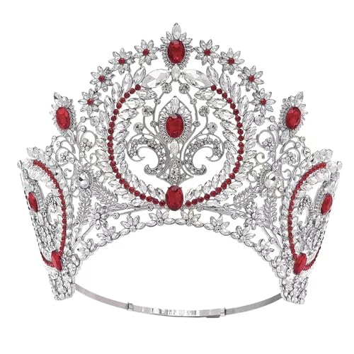 Festzug große Krone verstellbares Stirnband Vintage Braut Kristall Haarkrone Hochzeit Kopfschmuck rot Festzug große Krone verstellbares Stirnband Vintage Braut Kristall Haarkrone Hochzeit Kopfschmuck rot von Wjnvfioo