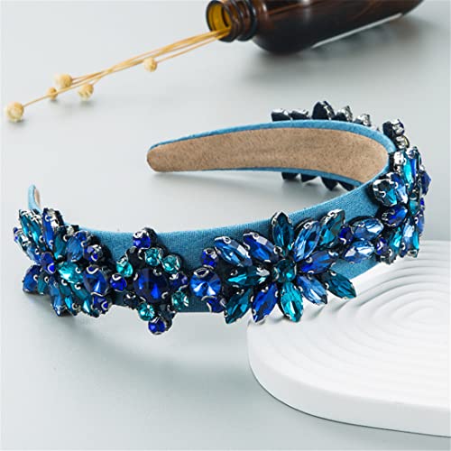 Frauen Blau Strass Stirnband Kristall Perlen Haarband Handgemachte Breite Stirnbänder Haar Hoop Mädchen Haar Zubehör 15 von Wjnvfioo