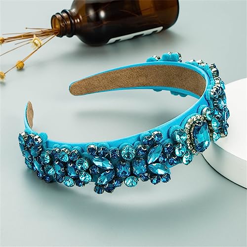 Frauen Blau Strass Stirnband Kristall Perlen Haarband Handgemachte Breite Stirnbänder Haar Hoop Mädchen Haar Zubehör 5 von Wjnvfioo