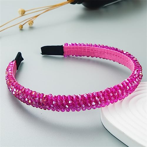 Frauen Rosy Farbe Stirnband Breite Seite Strass Haarband Kristall Turban Mädchen Sommer Schwamm Gepolsterte Haar Zubehör 1 von Wjnvfioo