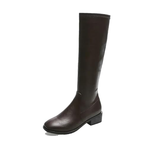 Frauen Winter Dicker Absatz Lange Stiefel Mode Schlankheits Schuhe Vintage Damen Knight Botas von Wjnvfioo