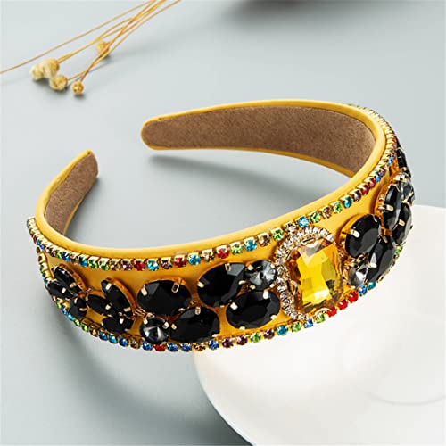 Gelb Strass Stirnband Mode Haar Zubehör Für Frauen Breite Krempe Haarband Mädchen Haarband Headwear 6 von Wjnvfioo