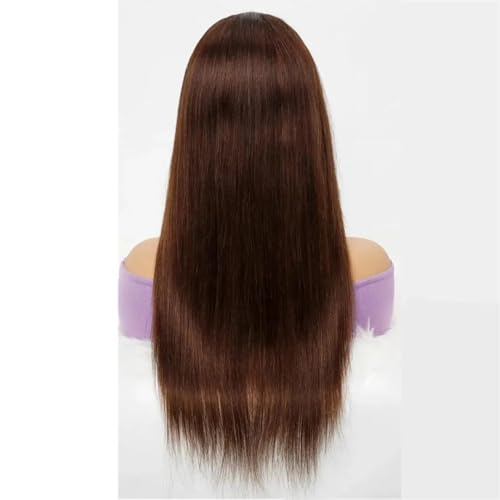 Gerade Spitze Schließung Echthaar Perücken Für Frauen Indische Remy Haar Perücke Transparente Spitze Perücken Brown Color 16inches#4x1 Lace Wig von Wjnvfioo