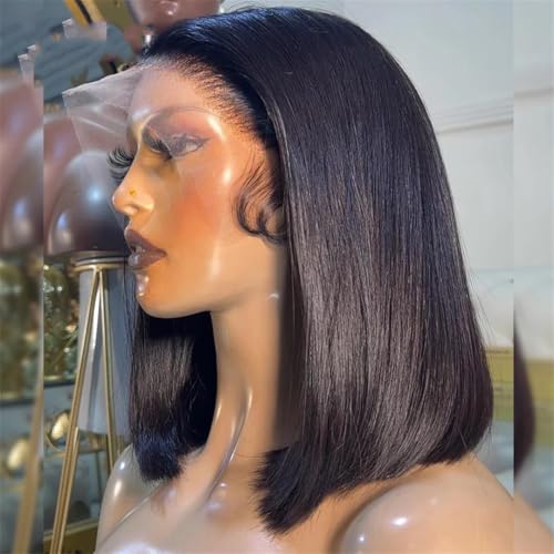 Glatte Lace-Frontal-Bob-Perücke Aus Echtem Remy-Echthaar, Kurze Lace-Frontal-Perücken, Vorgezupfte Perücken Für Damen 5x5 Bob Wig 12inch#250 von Wjnvfioo