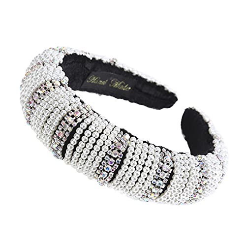 Glitzernde, gepolsterte Strass-Stirnbänder für Damen, voller Kristall, luxuriöses Haarband, Barock-Diamant, Tiara, Haar-Accessoires, 4 cm, 9573-F von Wjnvfioo