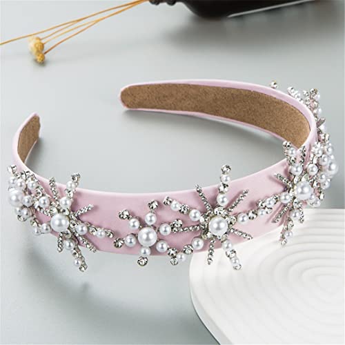 Glitzernde gepolsterte volle Strass Haarbänder Kristall Stirnbänder Für Mädchen Blau Orange Satin Haar Hoops Damen Haarschmuck FG171-Pink von Wjnvfioo