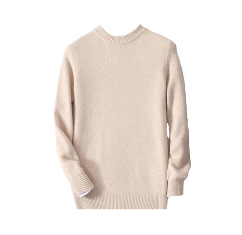 Herren Merinowolle Pullover Herbst Winter Rundhals Kaschmir Pullover Warm Weich Strick Business Casual Pullover, beige, L von Wjnvfioo
