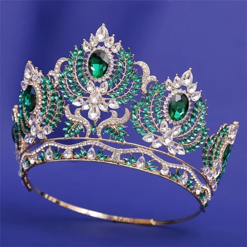 Hochzeitskrone Festzug Diadem Kopf Zubehör Königin Strass Tiaras Runde Krone G-EN8 Tiaras von Wjnvfioo
