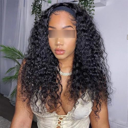 Klebefreie Perücken Aus Echthaar, Tiefgewellte Stirnbandperücken Für Damen, Perücken Ohne Lace-Front, Tiefgewellte Stirnbandperücke Aus Wassergewelltem Haar 22inch Klebefreie Perücken Aus Echthaar, Tiefgewellte Stirnbandperücken Für Damen, Perücken Ohne Lace-Front, Tiefgewellte Stirnbandperücke Aus Wassergewelltem Haar 22inch von Wjnvfioo
