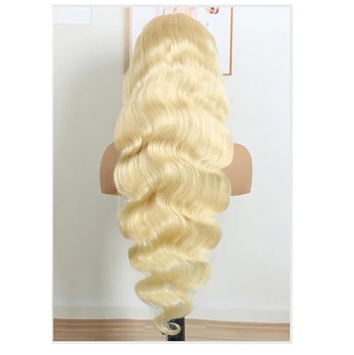 Körperwellen-Verschluss-Perücke, Echthaar-Perücke, Leimlose Perücken, Blonde Spitze, Frotnal-Perücke Für Frauen 13x4 Frontal Wig 32inches#150% von Wjnvfioo