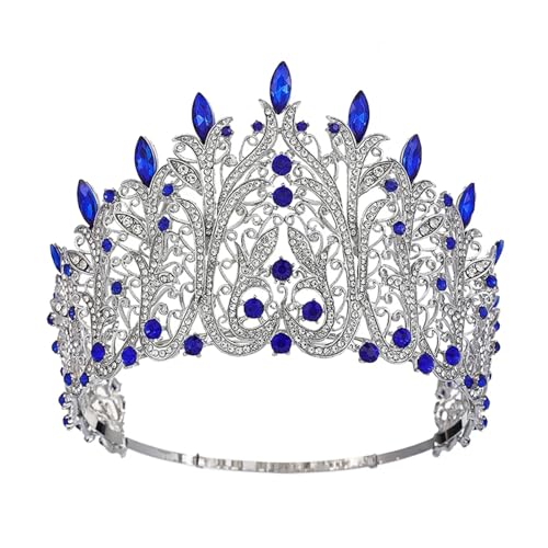 Krone Kristall Braut Krone Tiara Strass Festzug Diadem Hochzeit Haarschmuck Blau von Wjnvfioo