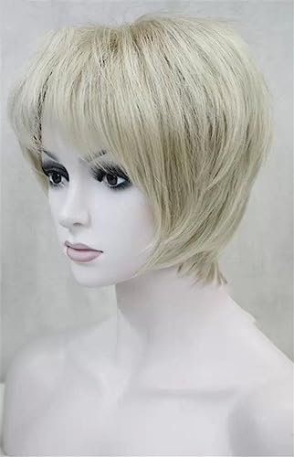 Kurze, Gerade, Geschichtete Kunsthaar-Perücke Für Damen, Blonde Haarperücken 15BT613 6inches von Wjnvfioo