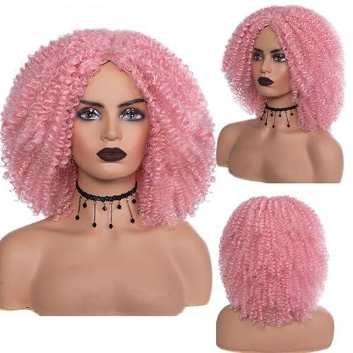 Kurze, Verworrene, Lockige Afro-Perücken Für Damen, Ombre-Braun, Synthetischer Mittelteil, Naturhaar, Schwarz, Tägliche Party-Kopfbedeckung Mit Clips von Wjnvfioo