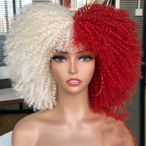 Kurze Afro-Perücke Verworren Lockig Mit Pony Für Schwarze Frauen Cosplay Natürliches Haar Ombre Gemischte Braune Synthetische Afrikanische Perücken von Wjnvfioo