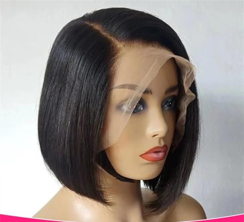 Kurze Bob-Perücke Mit Spitze Vorne, Gerade, Natürliche Echthaar-Perücken Für Frauen, Klebefreier Verschluss, Bob-Perücke, Brasilianisches Haar 13X4 Lace Frontal 8inch#180 von Wjnvfioo