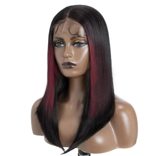 Kurze Bob-Perücken Mit Spitze Vorne, Synthetisches Glattes Haar, Ombre-Spitze-Perücken Für Frauen, Tägliche Cosplay-Perücken TTHL99J-BG 150%#13x7 Lace Front Wigs#16inches-40cm von Wjnvfioo