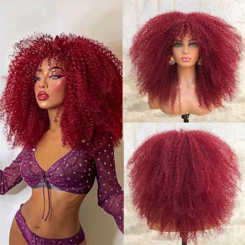 Kurze Haare Afro Kinky Curly Perücke Für Schwarze Frauen Cosplay Blonde Synthetische Natürliche Rote Perücken African Ombre Glueless von Wjnvfioo