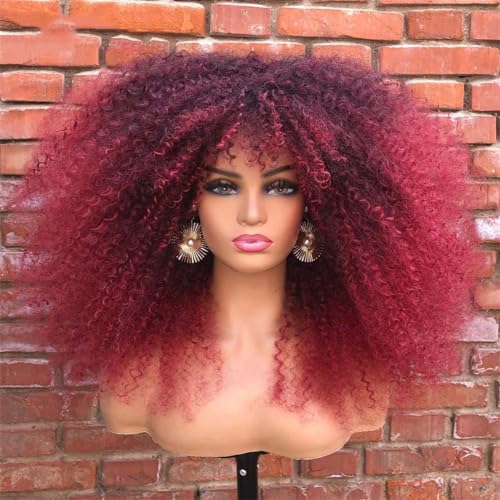 Kurze Haare Afro Kinky Curly Perücke Für Schwarze Frauen Cosplay Blonde Synthetische Natürliche Rote Perücken African Ombre Glueless von Wjnvfioo