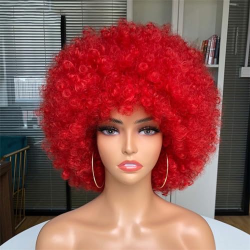 Kurze Haare Afro Verworrene Lockige Perücke Mit Pony Damen Perücken Cosplay Blonde Perücke Rosa Synthetische Perücke Halloween Schwarze Perücke von Wjnvfioo