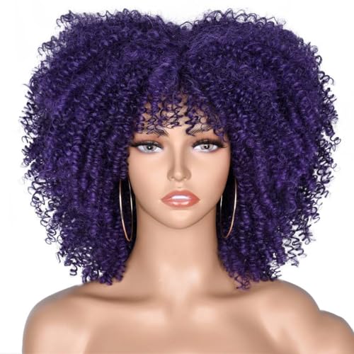 Kurze Haare Afro Verworrene Lockige Perücke Mit Pony Synthetische Cosplay Flauschige Natürliche Perücken Hohe Temperatur Für Schwarze Frauen von Wjnvfioo