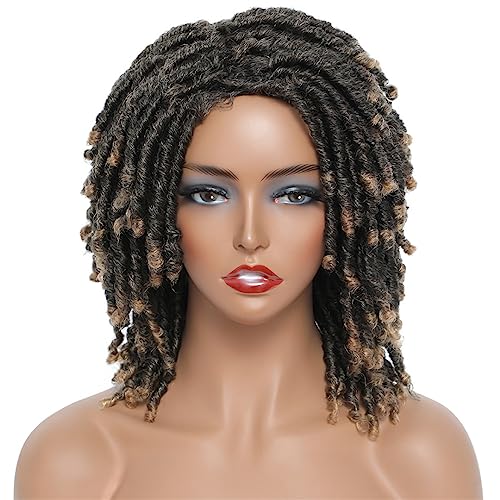 Kurze Kunstlocken-Perücke Für Schwarze Frauen 152 Cm Lockige Synthetische Perücken Künstliche Geflochtene Perücken Tresse Africaine T1B27 6inches von Wjnvfioo