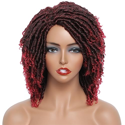 Kurze Kunstlocken-Perücke Für Schwarze Frauen 152 Cm Lockige Synthetische Perücken Künstliche Geflochtene Perücken Tresse Africaine T1BBurgundy 6inches von Wjnvfioo