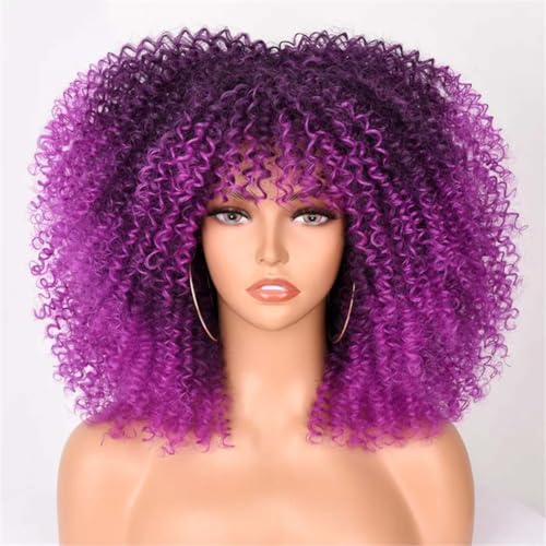 Kurze Perücken Afro-Haar Verworrene Lockige Perücken Mit Pony Für Schwarze Frauen Cosplay Blonde Perücke Synthetische Leimlose Perücke von Wjnvfioo