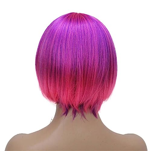 Kurze Rosafarbene Bob-Punkt-Teil-Cosplay-Party-Vollsynthetik-Perücke AB7TAB8 mix color 10inches von Wjnvfioo