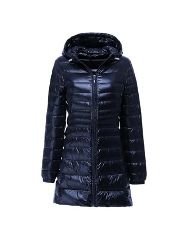 Lange Daunenjacke Frauen Winter Ultra Licht Unten Jacke Frauen Mit Kapuze Unten Mantel Weibliche Große Größe Mäntel, navy, 38 von Wjnvfioo