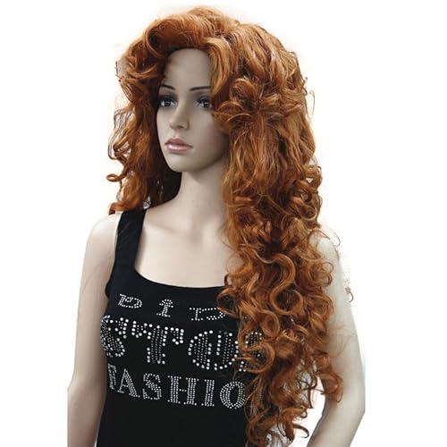 Lange Schichten, Dicke, Weiche, Federnde Locken, Kein Festes Teil, Vollsynthetische Perücke, Dunkelbraune Perücken Für Frauen 130A Orange red 26inches von Wjnvfioo