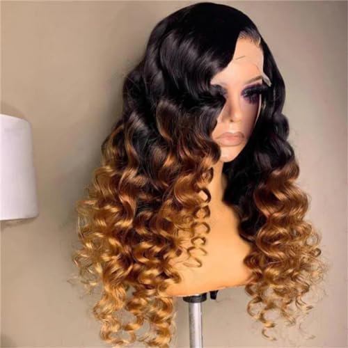 Leimlose Weiche 26 Lange Ombre Deep Curly Für Frauen Vorgezupfte Hitzebeständige Alltagsperücke ombre blond 22inch von Wjnvfioo