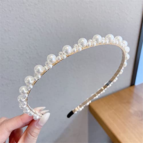 Mode Damen Perle Haarband Metall Stirnband Haarband Elastische Haar Zubehör Haarnadel Hochzeit Schmuck Headwear TS-3018-19 von Wjnvfioo