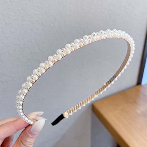 Mode Damen Perle Haarband Metall Stirnband Haarband Elastische Haar Zubehör Haarnadel Hochzeit Schmuck Headwear TS-3018-6 von Wjnvfioo