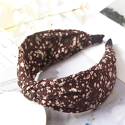 Mode Drucken Stirnband Breite Frauen Haarband Elastische Bogen Haar Hoop Bands Lünette Top Knoten Mädchen Haar Zubehör 2 braun von Wjnvfioo