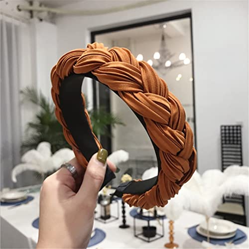 Mode Haarschmuck Frauen Einfarbig Plissee Stoff Zöpfe Breitband Haarbänder Stirnband Wild Haarband Orange von Wjnvfioo