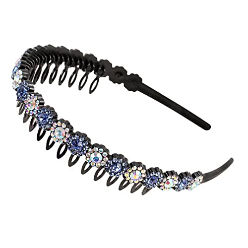 Mode Perle Strass Haarbänder Elastische Blume Frauen Haar Hoop Bands Stirnband Lünette Mädchen Haarschmuck Kopfschmuck 12X14CM 1PC BLUE 01 von Wjnvfioo