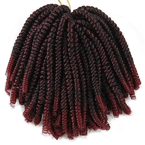 Ombre Crochet Braids Haar Synthetisches Flechthaar Bounce Curls Leidenschaft Haarverlängerungen Für Schwarze Frauen T1BBurgundy 8inches#6Pcs/Lot von Wjnvfioo