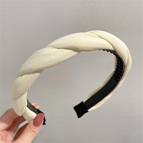 PU-Leder Geflochten Stirnband Haarband Frauen Mädchen Haarband Frauen Haar Zubehör stil 3-beige weiß von Wjnvfioo