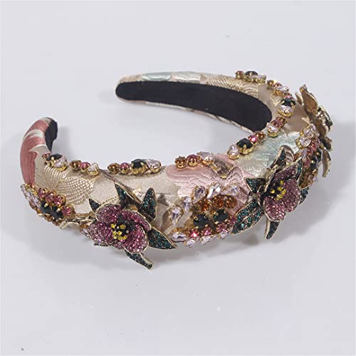 Rosa Farbe Strass Stirnband Barock Mode Kristall Perlen Stirnband Für Frauen AY06-Pink von Wjnvfioo