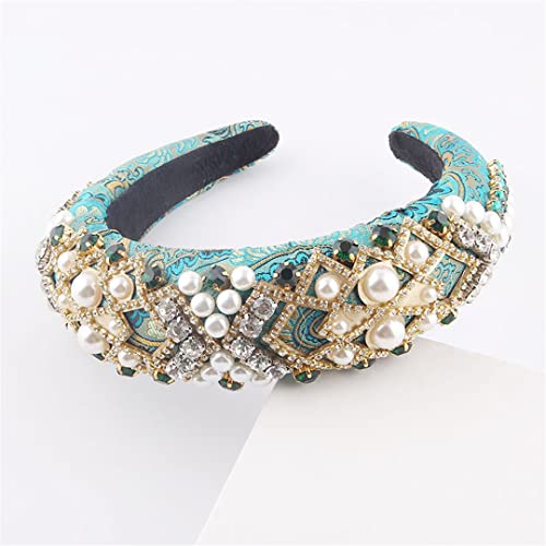 Rosa Farbe Strass Stirnband Barock Mode Kristall Perlen Stirnband Für Frauen AY11-EN8 von Wjnvfioo