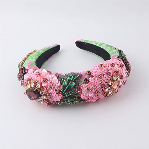 Rosa Farbe Strass Stirnband Barock Mode Kristall Perlen Stirnband Für Frauen AY13-Pink von Wjnvfioo