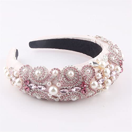 Rosa Farbe Strass Stirnband Barock Mode Kristall Perlen Stirnband Für Frauen AY14-Pink von Wjnvfioo