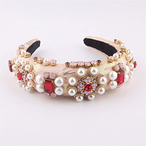 Rosa Farbe Strass Stirnband Barock Mode Kristall Perlen Stirnband Für Frauen AY16-Pink von Wjnvfioo
