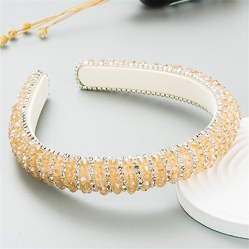 Rosa Farbe Strass Stirnband Barock Mode Kristall Perlen Stirnband Für Frauen AY17-Khaki von Wjnvfioo