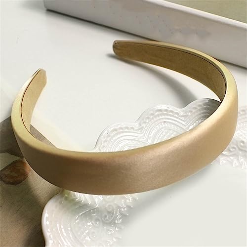 Satin Haarband Mädchen Einfarbig Stirnband Breit Gepolstert Haar Hoop Headwear Mode Haar Zubehör Für Frauen 2 von Wjnvfioo